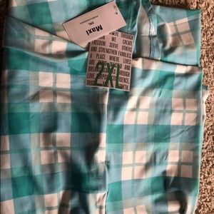 NWT Lularoe Maxi Skirt 2XL Teal, Light Blue White